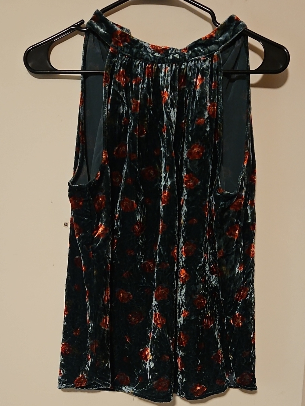 LOFT Velvet A-Line Skirt in Teal and Rust Floral